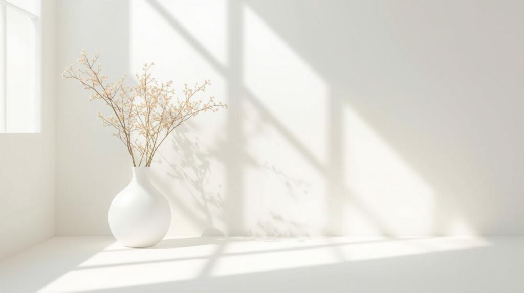 Minimalist vase with shadows representing intentionality